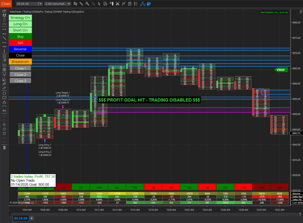Order FLow ES Strategy Ninjatrader Long Short