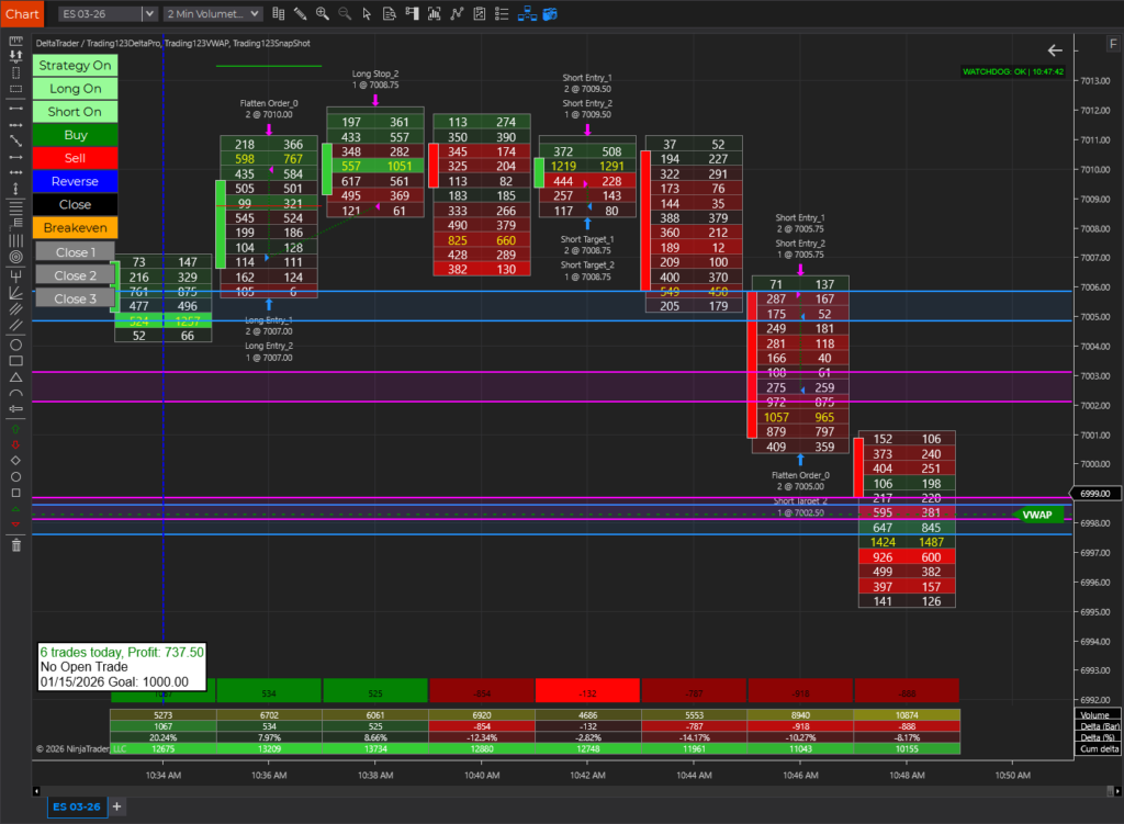 Order FLow ES Strategy Ninjatrader Long Short