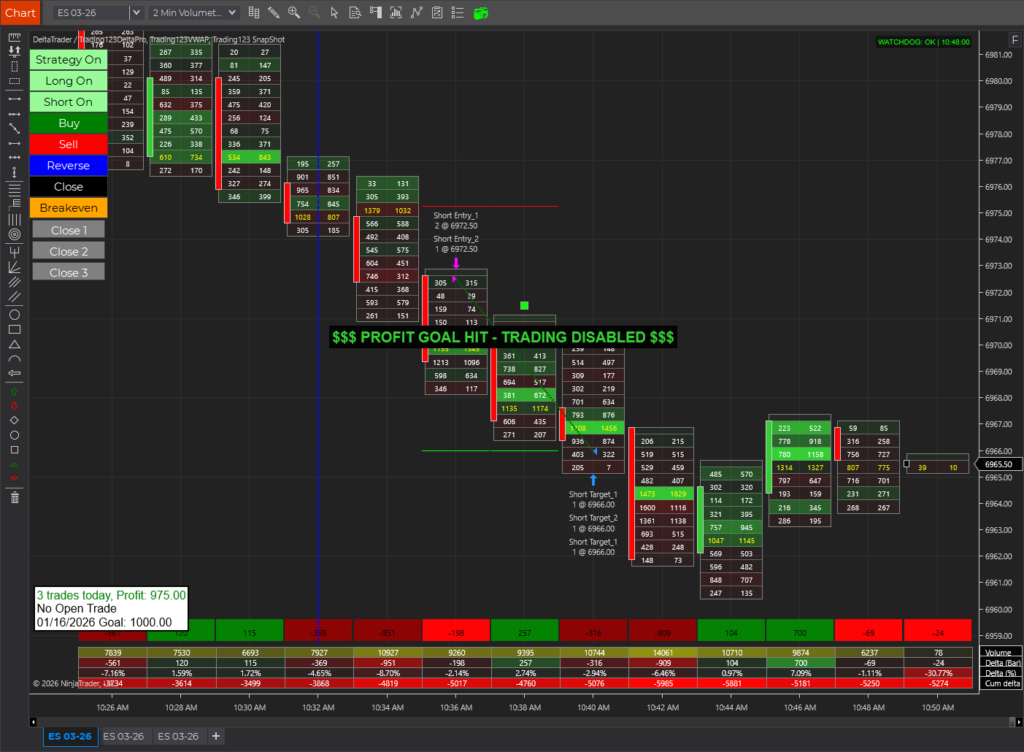 Order FLow ES Strategy Ninjatrader Short