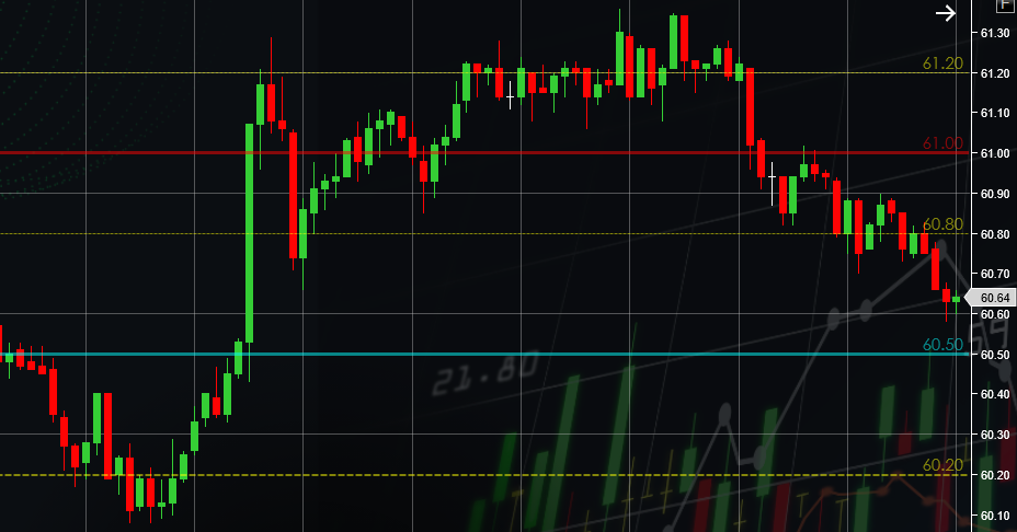 Crude Oil Levels indicator screenshot on NinjaTrader 8